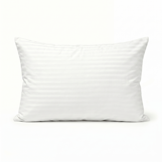 1x 800gsm Premium 100% Cotton Pillow w/ Cover Filled Durable Soft Standard - 48x74cm (Striped White)-1