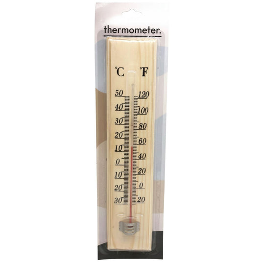 27cm Wooden Thermometer Indoor Outdoor Glass Wall Hanging Room Sensor Jumbo-1