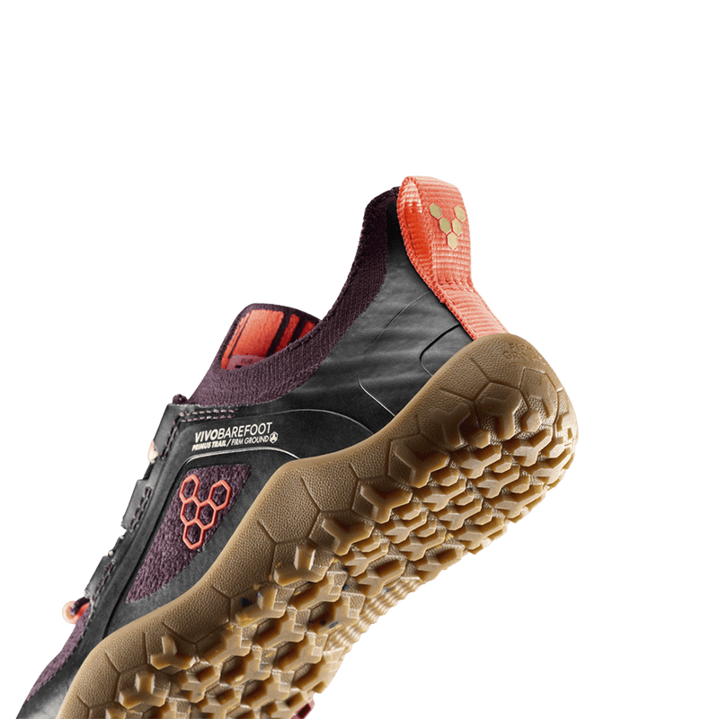 Load image into Gallery viewer, Vivobarefoot Primus Trail Knit FG Kids Huckleberry/ Molten Lava
