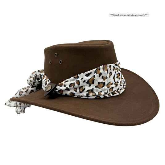 Jacaru 1020 Jillaroo Hat – Suede & Chiffon Scarf | UPF 50+