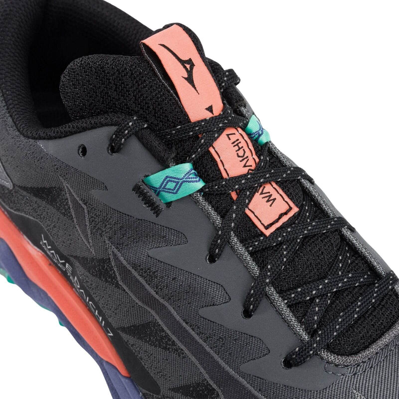Load image into Gallery viewer, Mizuno Wave Daichi 7 Mens Trail Running Shoes Iron Gate / Ebony / Living Coral – US 10.5
