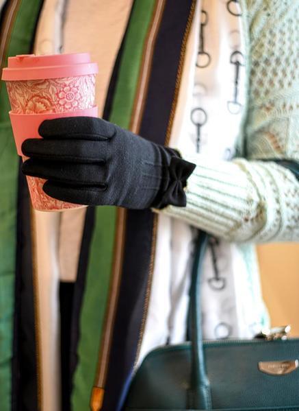Dents Womens Viral Off Touchscreen Cotton Gloves Anti Viral - Black-2