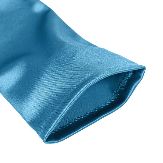 Dents Womens Long Opera Satin Gloves in Teal-4