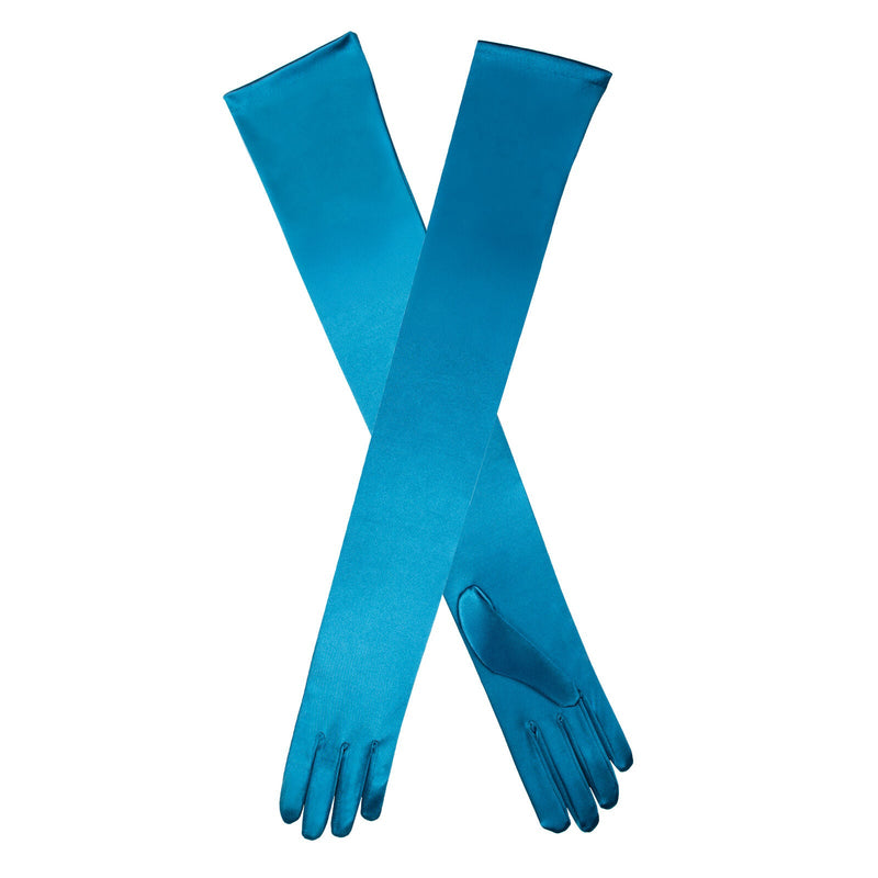 Load image into Gallery viewer, Dents Womens Long Opera Satin Gloves in Teal-0
