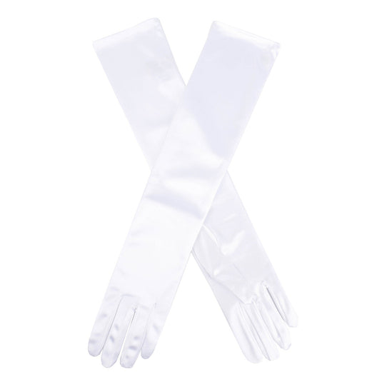 Dents Womens Semi Sheen Satin Elbow Length Evening Gloves - White-0