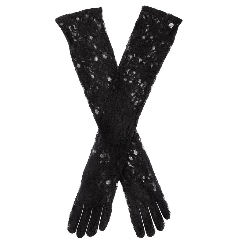Load image into Gallery viewer, Dents Womens Long Opera Lace Gloves in Black (One Size)-1
