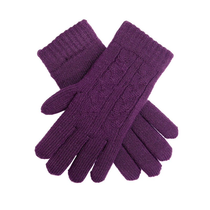 Load image into Gallery viewer, Dents Womens Cable Knit Cosy-Lined Gloves in Amethyst-1
