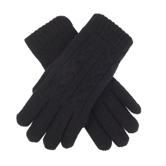 DENTS Ladies Womens Cable Knit Yarn Lined Gloves Warm - Black - One Size-0