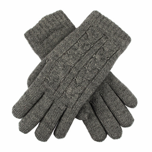 DENTS Ladies Womens Cable Knit Yarn Lined Gloves Warm - Charcoal - One Size-0