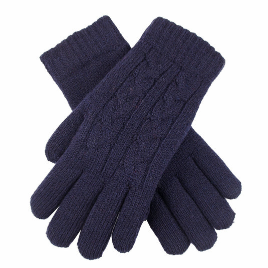 DENTS Ladies Womens Cable Knit Yarn Lined Gloves Warm - Navy - One Size-0