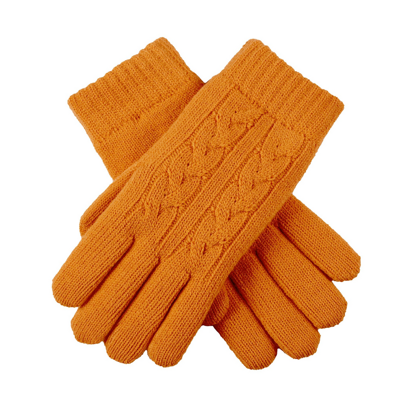 Load image into Gallery viewer, Dents Womens Cable Knit Cosy-Lined Gloves in Pumpkin Orange-0
