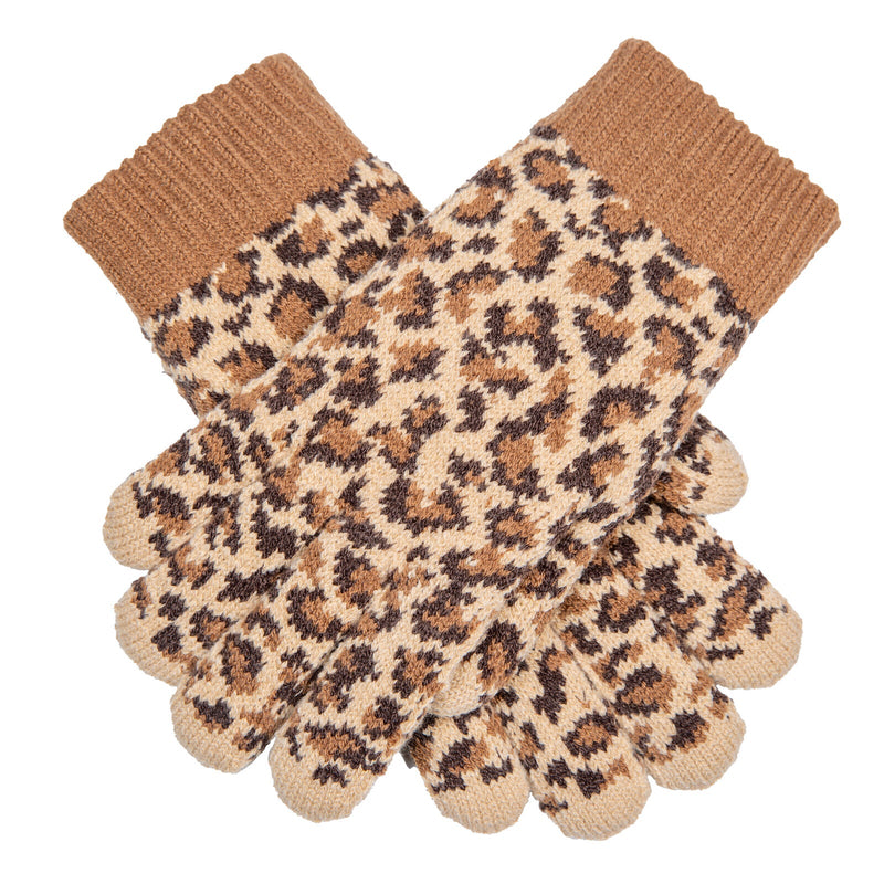 Load image into Gallery viewer, Dents Women’s Jacquard Knitted Gloves with Leopard Print Pattern-0
