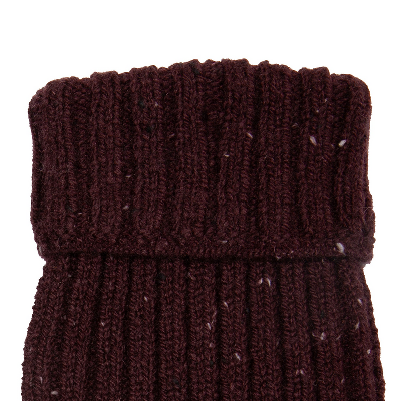 Load image into Gallery viewer, Dents Womens Ribbed Knit Wool Blend Fingerless Gloves with Marl Yarn and Mitten Flap in Burgundy-4
