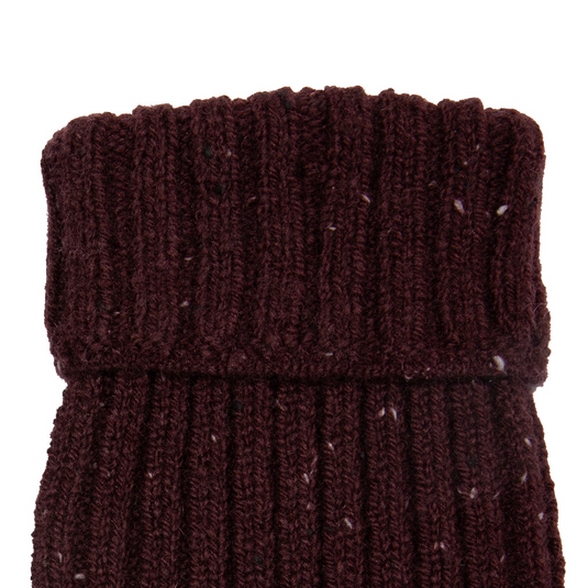 Dents Womens Ribbed Knit Wool Blend Fingerless Gloves with Marl Yarn and Mitten Flap in Burgundy-4