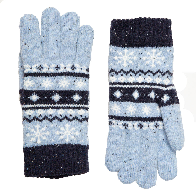 Load image into Gallery viewer, Dents Womens Gloves Jacquard Fair Isle Marle Yarn Knitted in Cornflower-3
