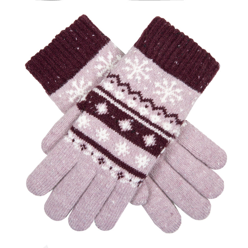 Load image into Gallery viewer, Dents Womens Gloves Jacquard Fair Isle Marle Yarn Knitted in Lilac-1
