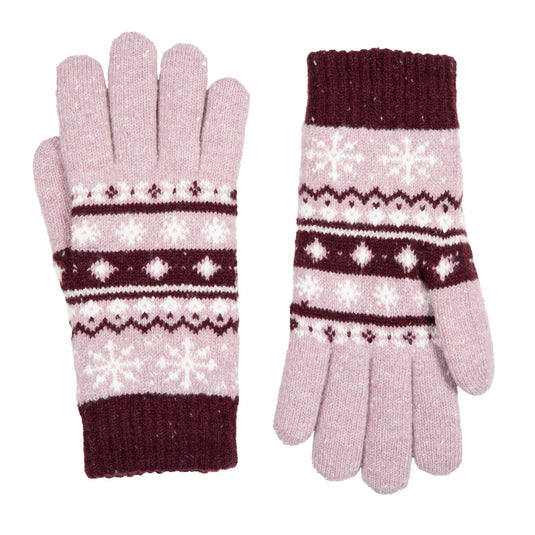 Dents Womens Gloves Jacquard Fair Isle Marle Yarn Knitted in Lilac-3