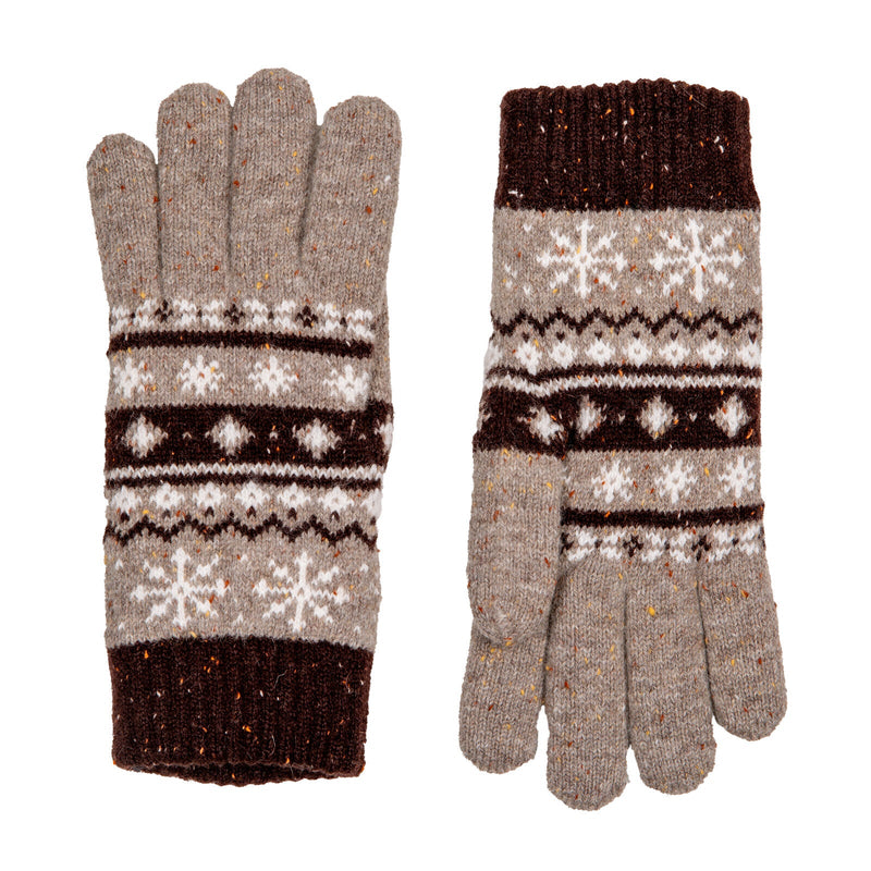 Load image into Gallery viewer, Dents Womens Gloves Jacquard Fair Isle Marle Yarn Knitted in Oatmeal-2
