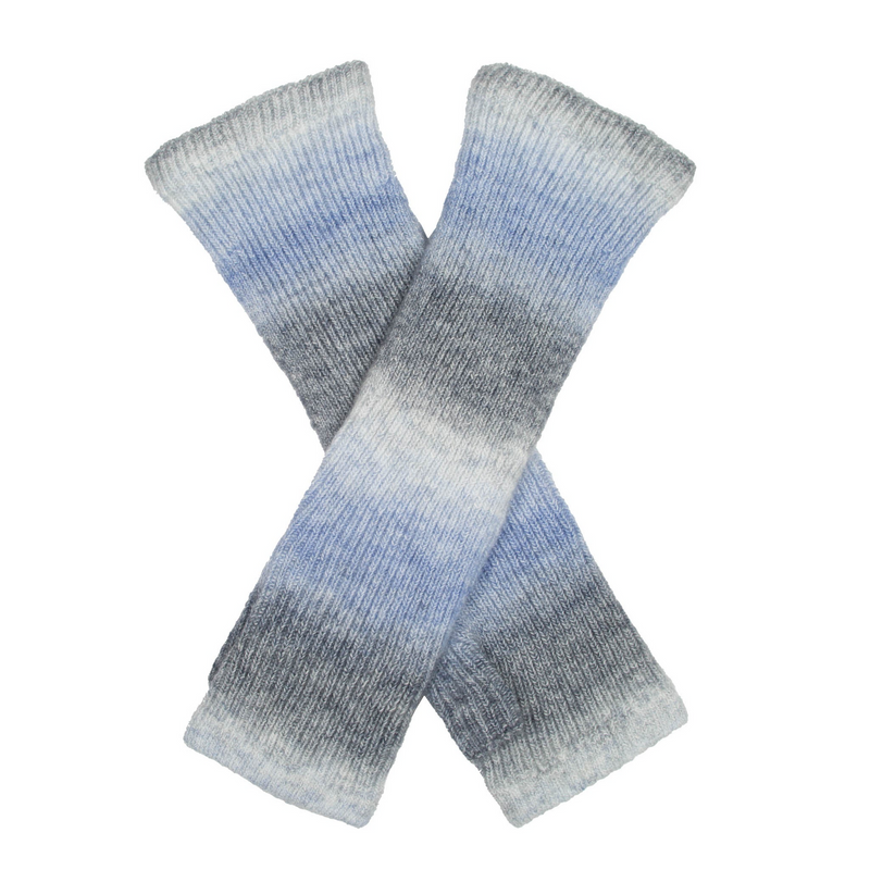 Load image into Gallery viewer, Dents Womens Long Below-Elbow Ribbed Wool Knit Wrist Warmersw/ Ombre Pattern in Pale Blue-0
