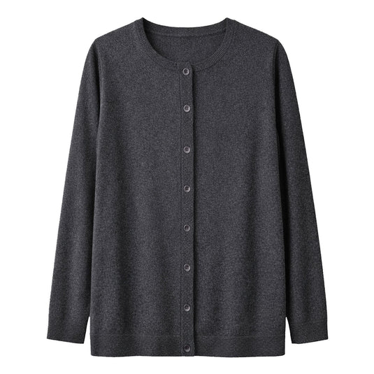 Luxury Cashmere Wool Button Cardigan (Longline) in Charcoal-0