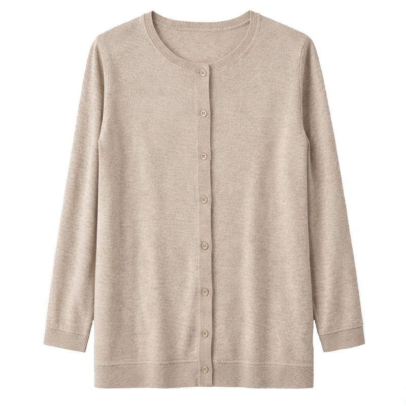 Load image into Gallery viewer, Luxury Cashmere Wool Button Cardigan (Longline) in Natural-1
