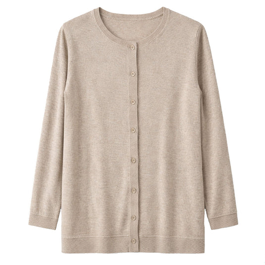 Luxury Cashmere Wool Button Cardigan (Longline) in Natural-1