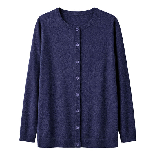 Luxury Cashmere Wool Button Cardigan (Longline) in Navy-1