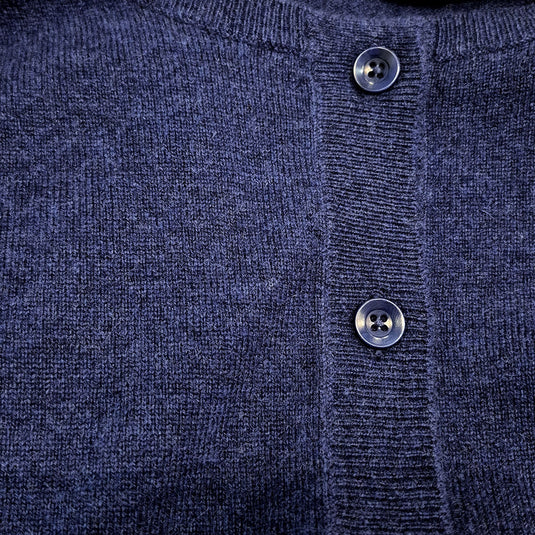 Luxury Cashmere Wool Button Cardigan (Longline) in Navy-4
