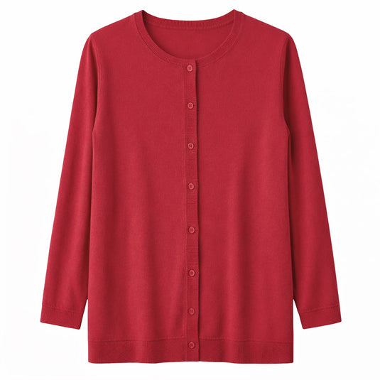 Luxury Cashmere Wool Button Cardigan (Longline) in Red-0