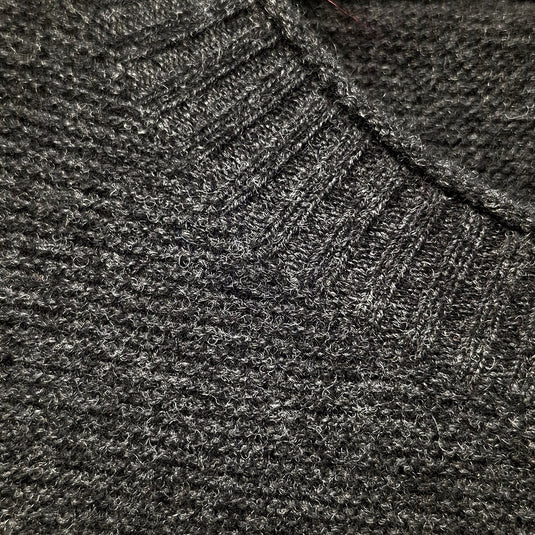 Luxury Cashmere Wool Horizontal Rib Pullover Jumper (Textured Knit) in Charcoal-4