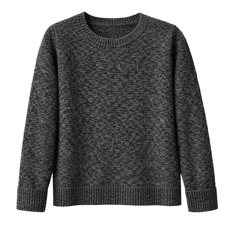 Load image into Gallery viewer, Luxury Cashmere Wool Horizontal Rib Pullover Jumper (Textured Knit) in Charcoal-0
