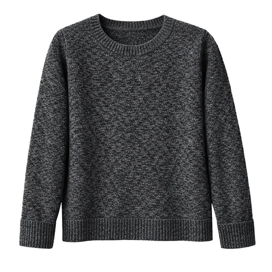 Luxury Cashmere Wool Horizontal Rib Pullover Jumper (Textured Knit) in Charcoal-0