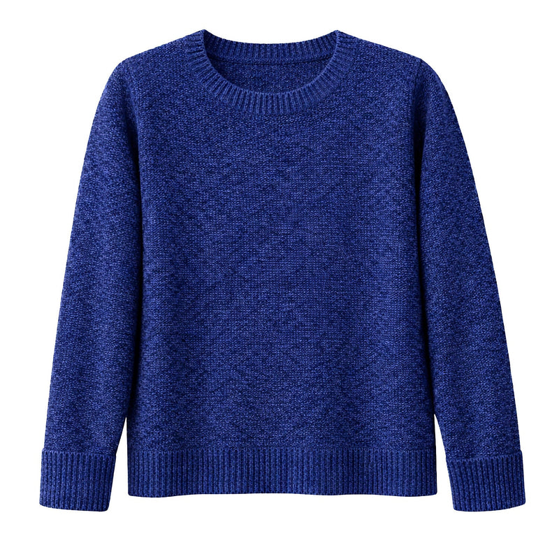 Load image into Gallery viewer, Luxury Cashmere Wool Horizontal Rib Pullover Jumper (Textured Knit) in Navy-1
