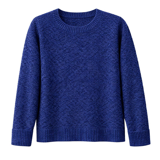 Luxury Cashmere Wool Horizontal Rib Pullover Jumper (Textured Knit) in Navy-1