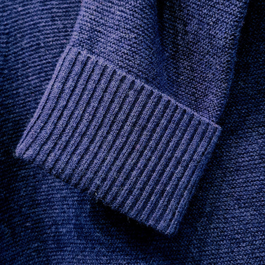 Luxury Cashmere Wool Horizontal Rib Pullover Jumper (Textured Knit) in Navy-4