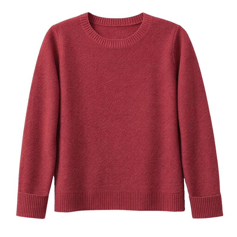 Load image into Gallery viewer, Luxury Cashmere Wool Horizontal Rib Pullover Jumper (Textured Knit) in Red-0

