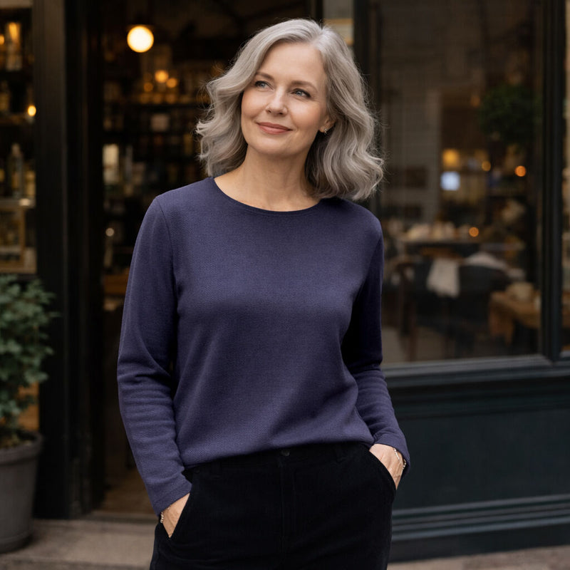Load image into Gallery viewer, Luxury Cashmere Wool Pullover Jumper (Fine Knit) in Navy-3
