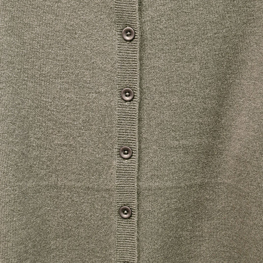Luxury Cashmere Wool Fine Knit Button Cardigan (Regular Length) in Green-4