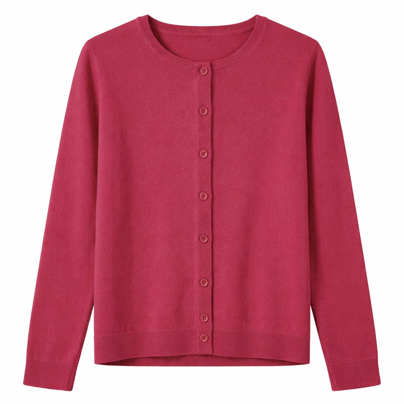 Load image into Gallery viewer, Luxury Cashmere Wool Fine Knit Button Cardigan (Regular Length) in Red-0

