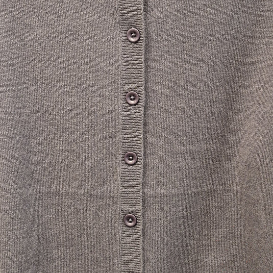 Luxury Cashmere Wool Fine Knit Button Cardigan (Regular Length) in Taupe-4
