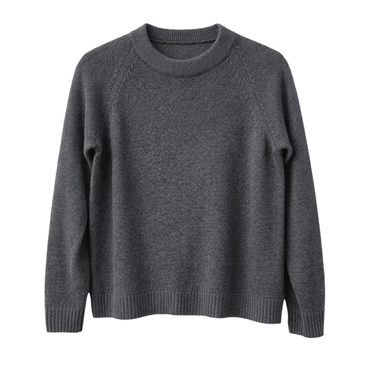 Luxury Cashmere Wool Funnel Neck Heavy Gauge Pullover Jumper (Chunky Knit) in Charcoal-0