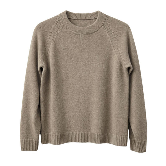 Luxury Cashmere Wool Funnel Neck Heavy Gauge Pullover Jumper (Chunky Knit) in Green-1