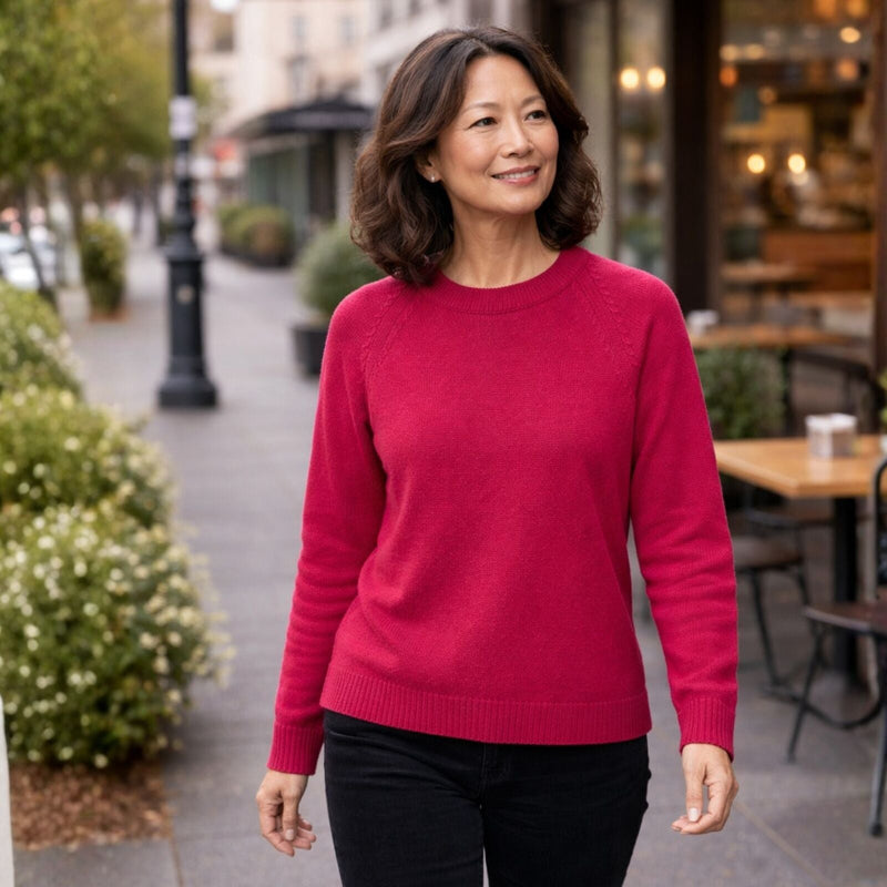 Load image into Gallery viewer, Luxury Cashmere Wool Funnel Neck Heavy Gauge Pullover Jumper (Chunky Knit) in Red-4
