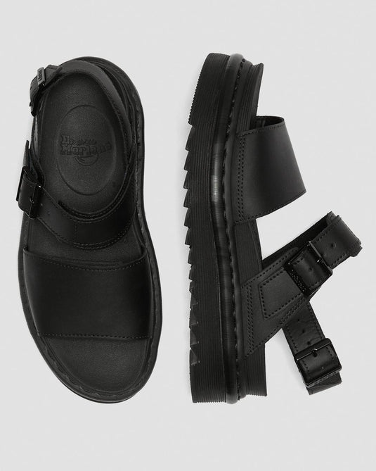 Dr. Martens Womens Voss Sandals Doc Martins Dr Adjustable Summer - All Black