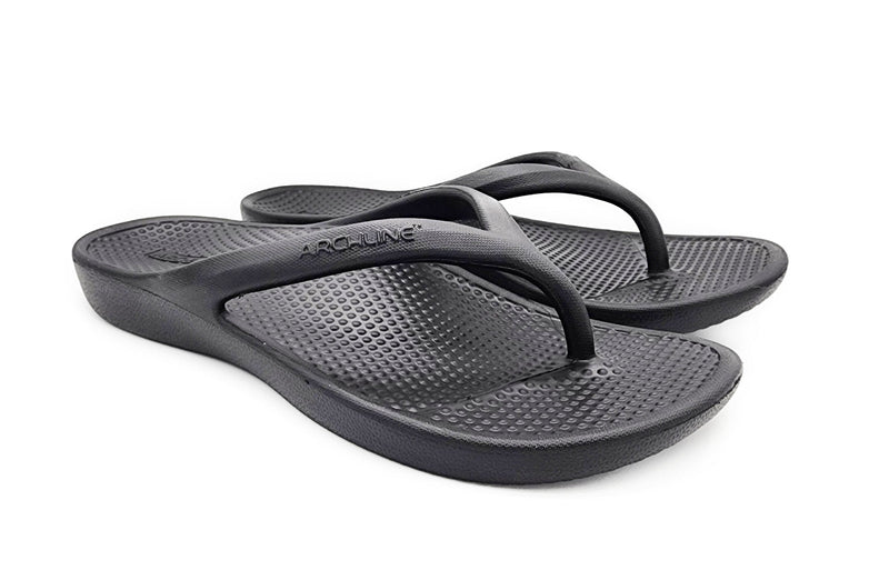 Load image into Gallery viewer, Archline Rebound Orthotic Foam Thongs Arch Support Flip Flops Orthopedic - Black
