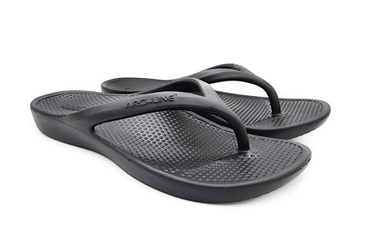 Archline Rebound Orthotic Foam Thongs Arch Support Flip Flops Orthopedic - Black