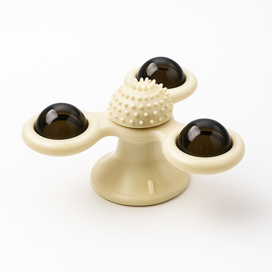 Windmill Cat Toy with 3-Compartment Spinning Interactive Suction Cup Pet-1