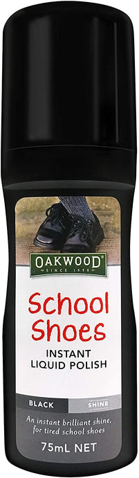 Oakwood 75ml School Shoes Instant Liquid Polish Black Shine
