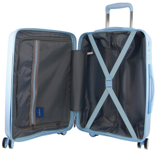 2x Pierre Cardin Inspired Milleni Cabin Luggage Bag 54cm (39L) - Blue & White