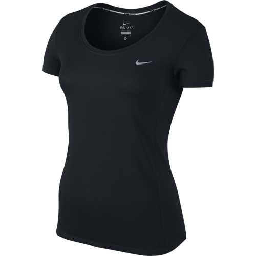 Nike Womens Dri-Fit Running Gym T-Shirt Top Short Sleeve - Black-1